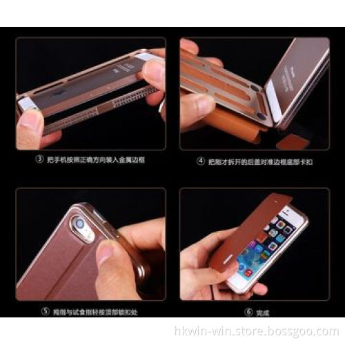 Luxury and High Quality Aluminum Metal Bumper Case for iPhone 5/5S, with Cow Leather Cover